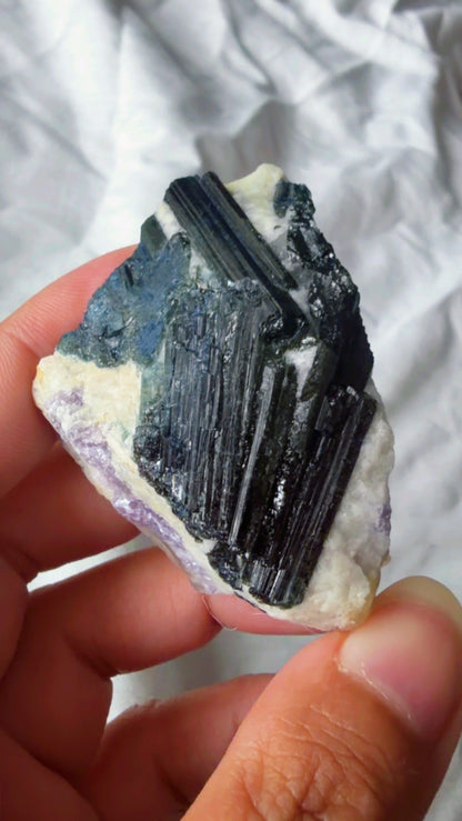Dark Blue Tourmaline Lepidolite Feldspar
