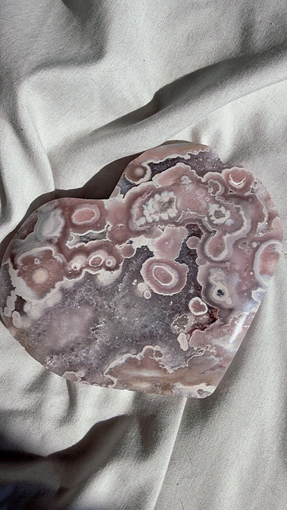 Flower Agate Amethyst Heart