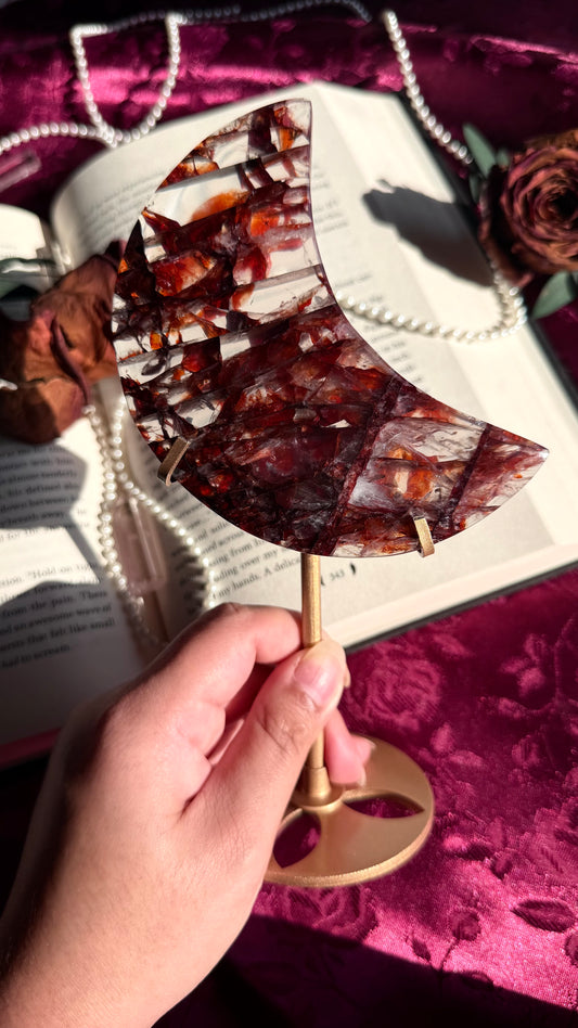 Fire Quartz Moon on stand