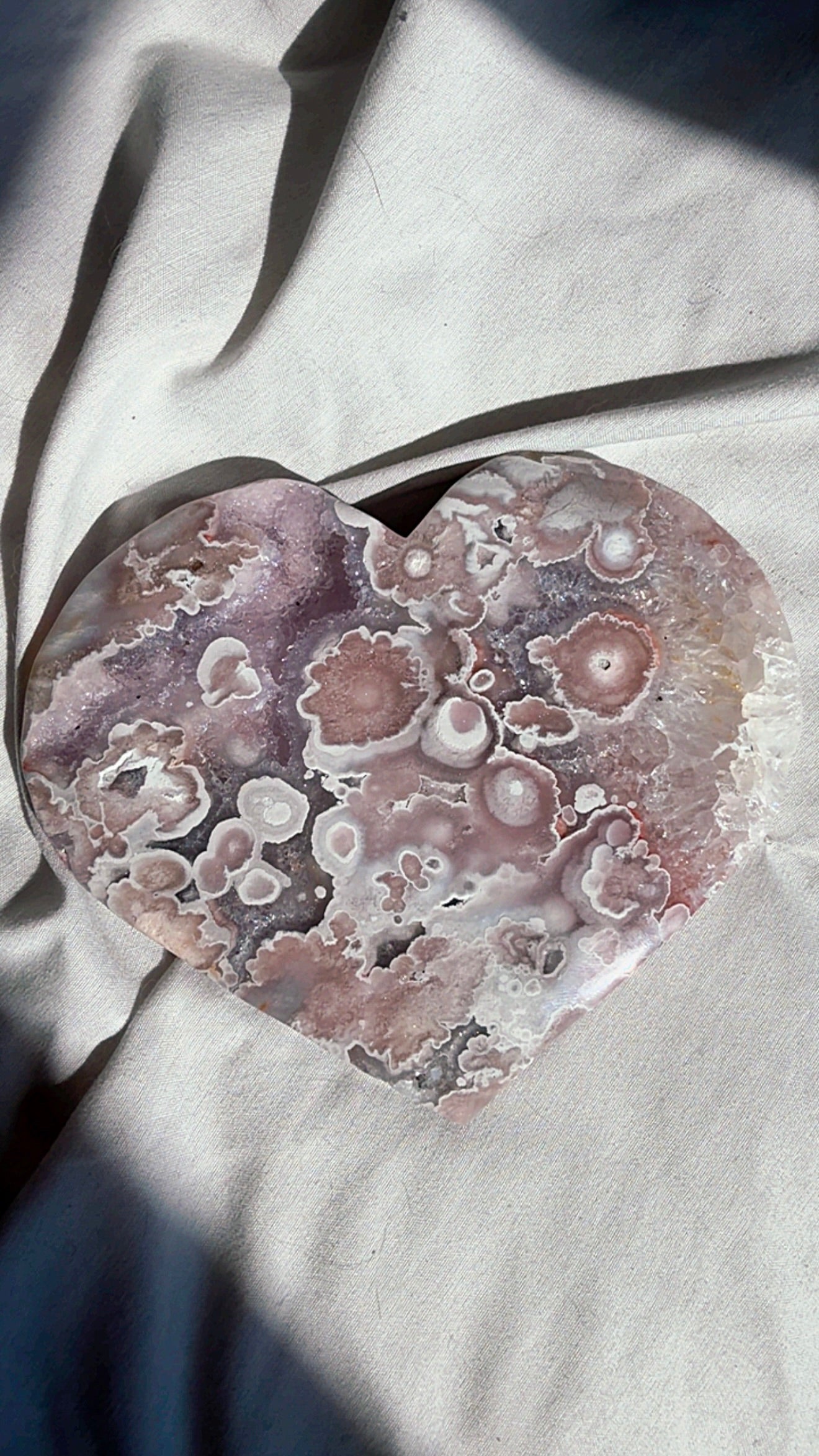 Flower Agate Amethyst Heart