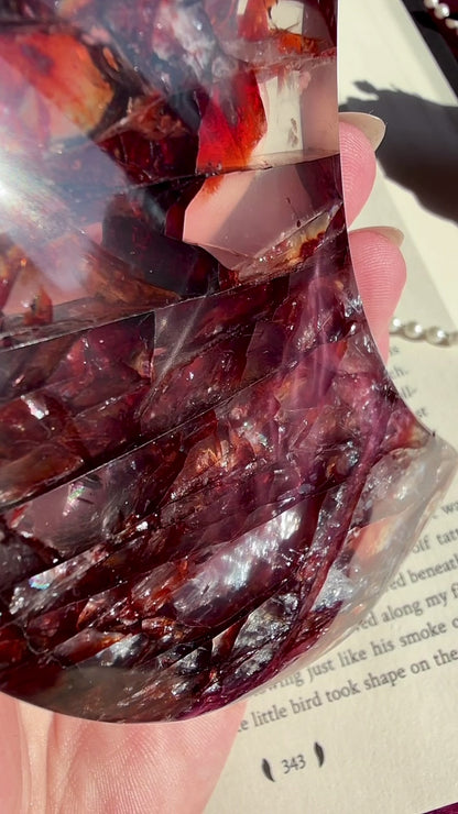 Fire Quartz Moon on stand