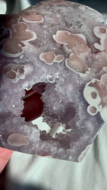 Flower Agate Amethyst Heart