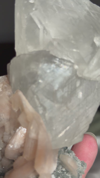 Optical Calcite, Stilbite, Green Chalcedony