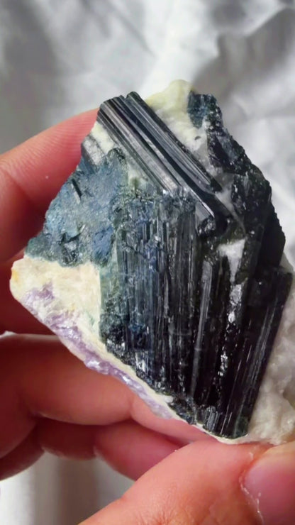 Dark Blue Tourmaline Lepidolite Feldspar