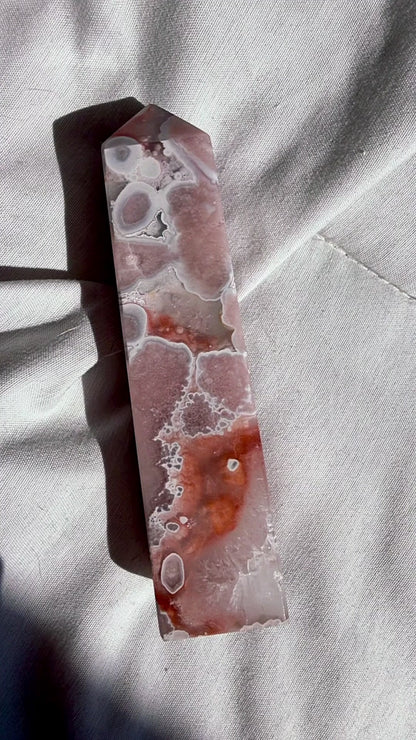 Carnelian Flower Agate Tower
